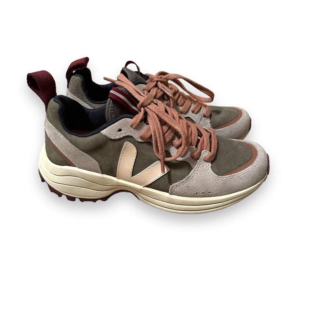 Veja Venturi Suede Khaki Sable Oxford Grey Lace Up Dad Sneakers‎ Sz 7 / 38